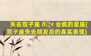 失去双子座 🦢 会疯的星座(双子座失去朋友后的真实表现)